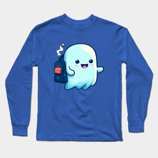 Little happy kawaii ghost goes to school Long Sleeve T-Shirt